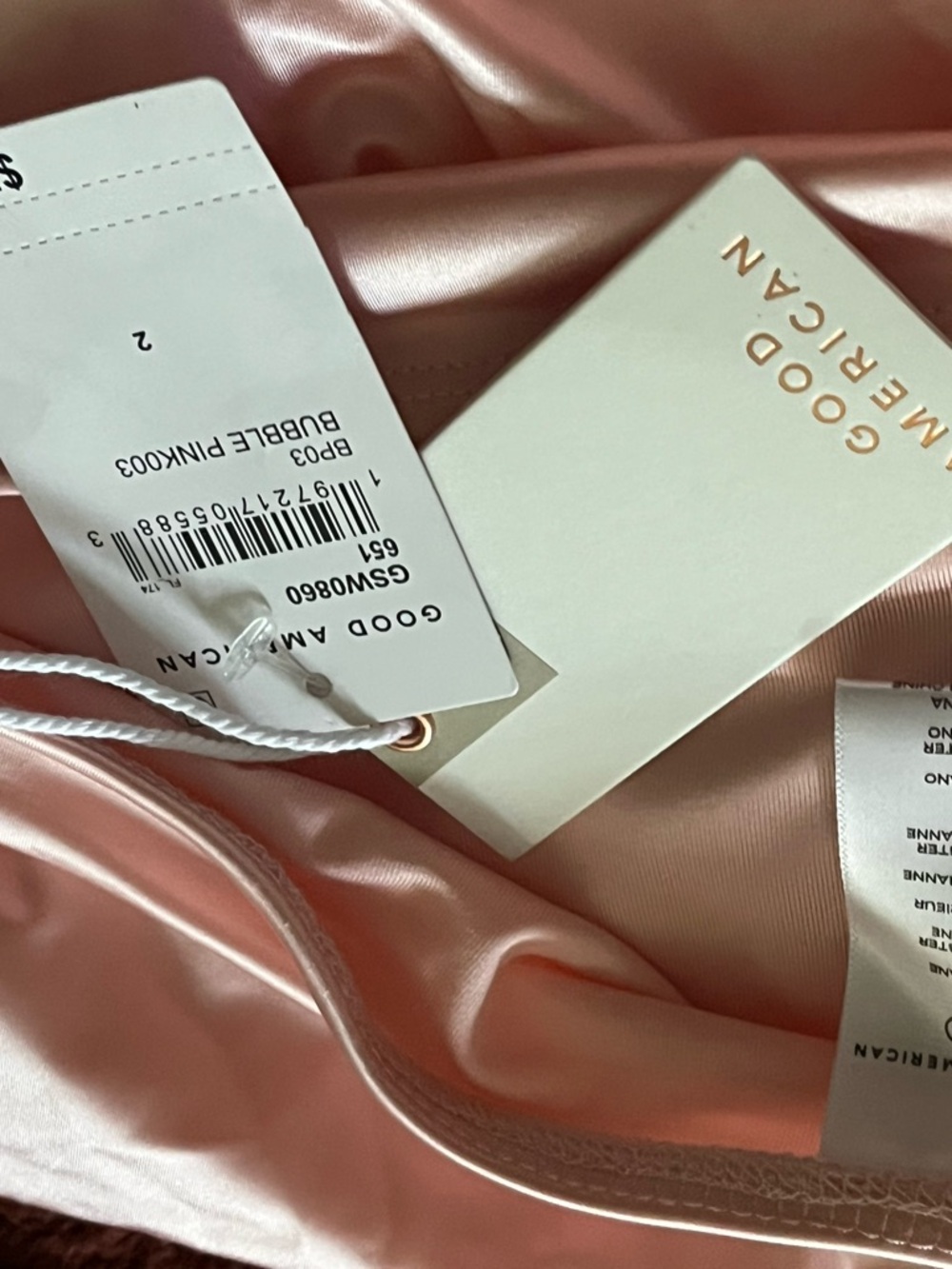Good American Bubble Pink Satin Top